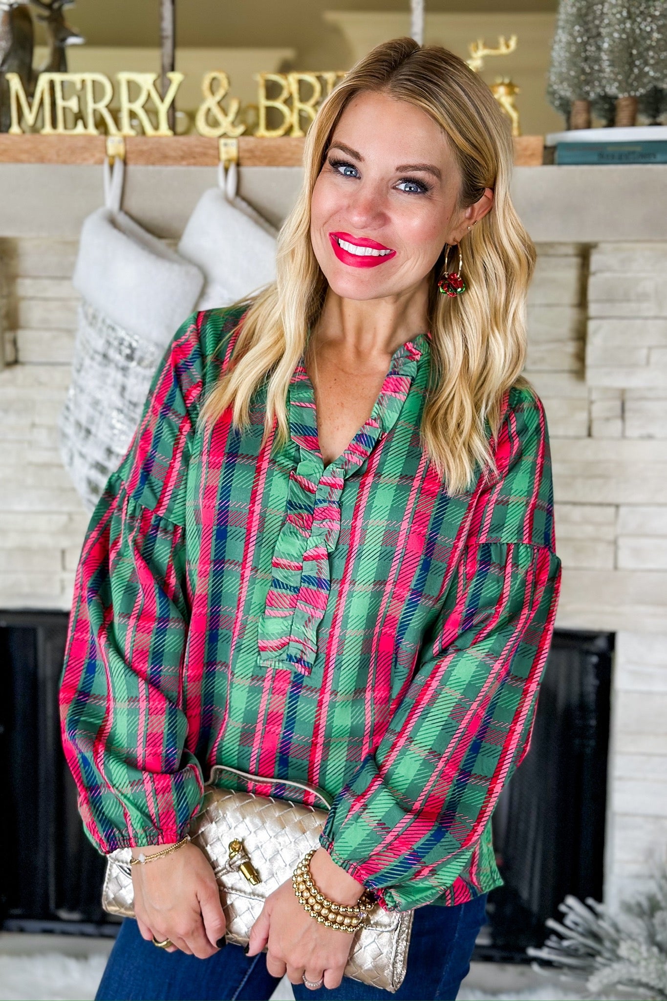 The Lexi Plaid About You Green Top by Michelle McDowell