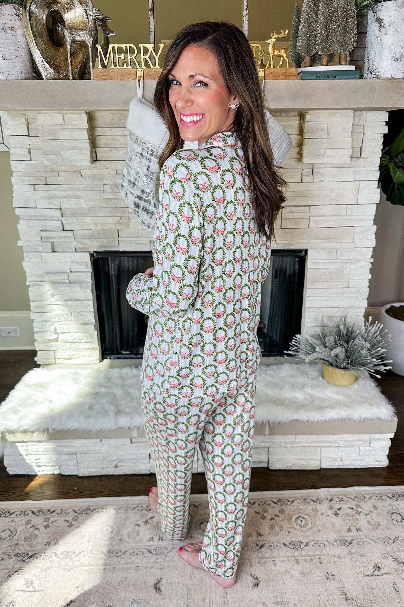 The Charlotte Deck the Halls Long Sleeve Top & Pants Pajama Set