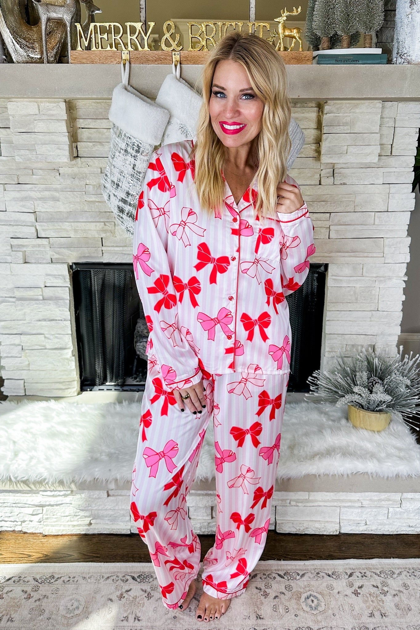 The Charlotte More the Merrier Satin Top & Pants Pajama Set