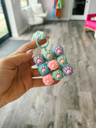 Color Block Click Fidget Keychain in Pawprints