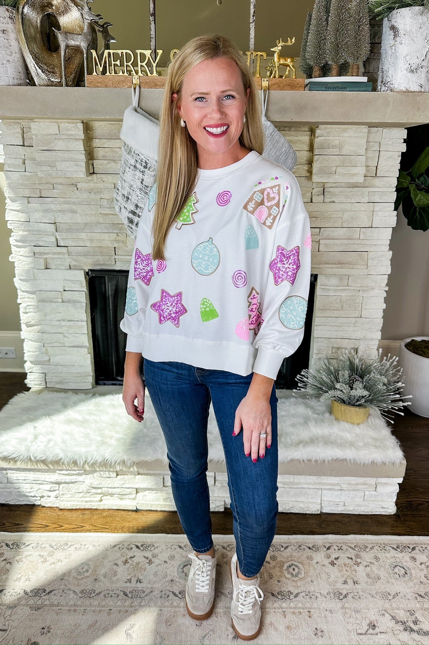 The Millie Gingerbread Sequin Patch Sweatshirt