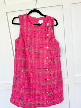 Pink Gold Button Detail Dress / Size Medium