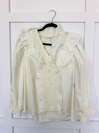 Ivory Ruffle top / Size Small