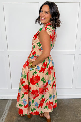 The Poppy Fields Smocked Midi Dress