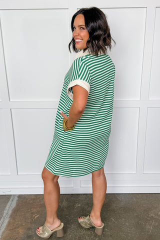 The Country Club Cutie Stripe Dress in Green