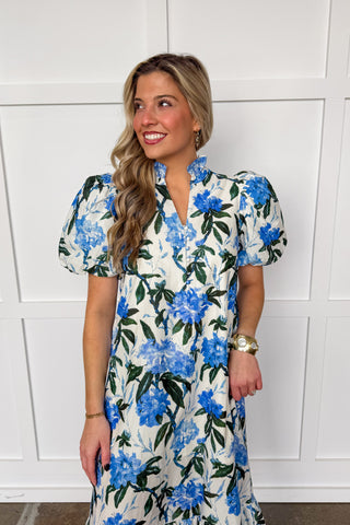 Something Blue Floral Midi Dress