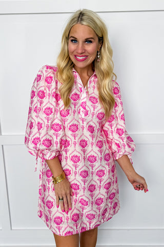 Petals & Prints Dress in Pink