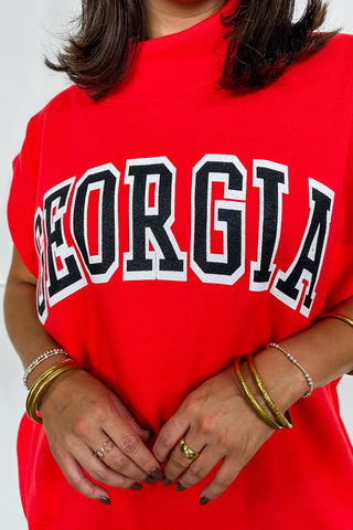 Georgia Red Sleeveless Oversized Pullover Top