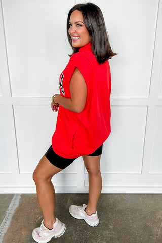 Georgia Red Sleeveless Oversized Pullover Top