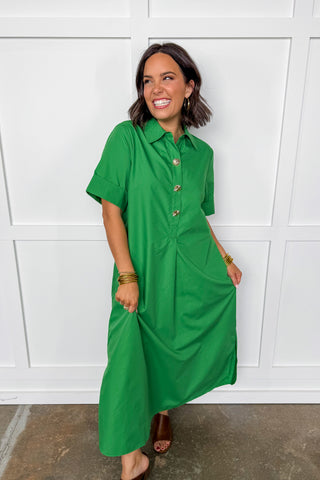 The Augusta Afternoon Midi Dress in Green