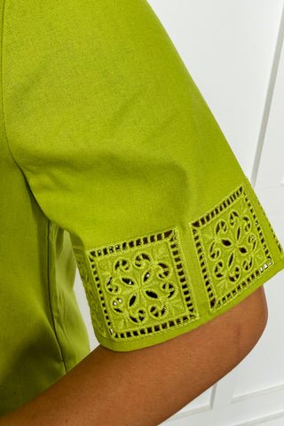 Bright Days Ahead Lime Eyelet Dress