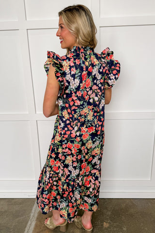 Forever Floral Navy Midi Dress