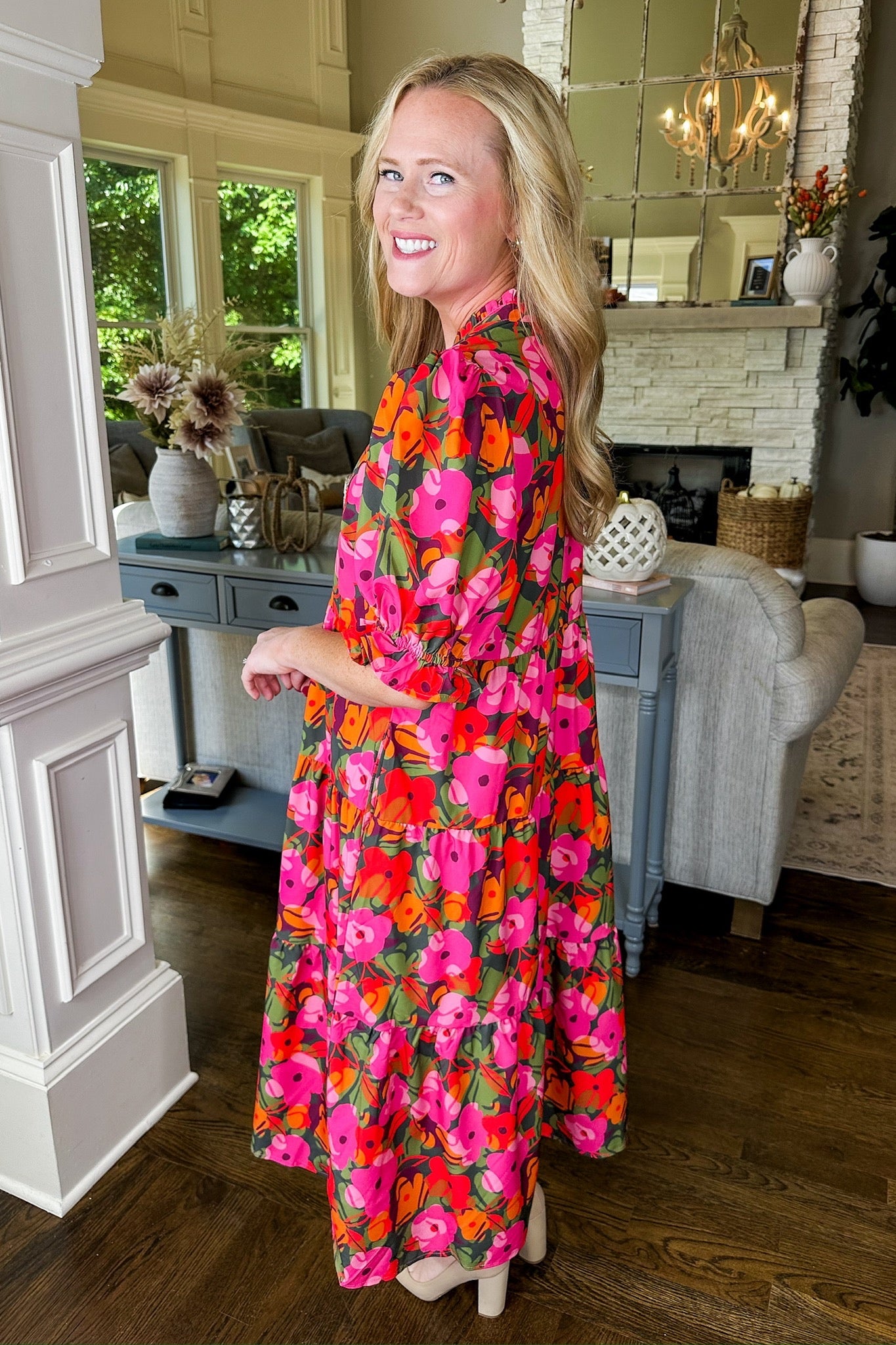 The Evie Make Me Blush Midi Dress by Michelle McDowell