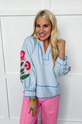 The Breezy Bloom Striped Top