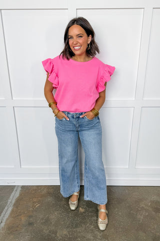 The Ruffle Statement Top in Pink