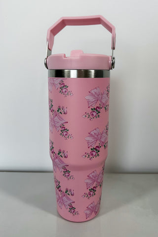 Susie Sips Pink Bow 32 Oz Cup