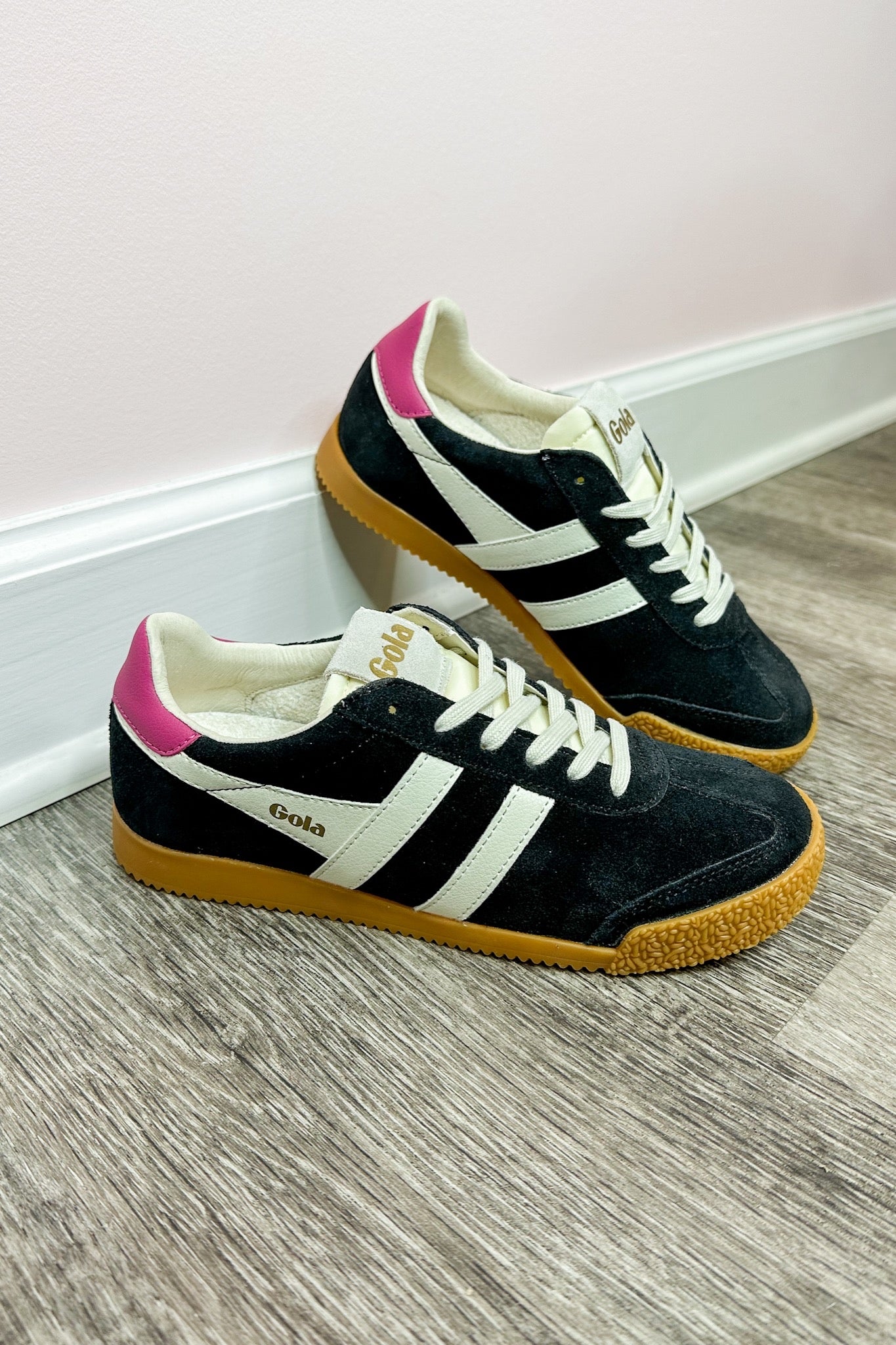 The Gola Elan Vintage Black Suede Gum Sole Sneaker