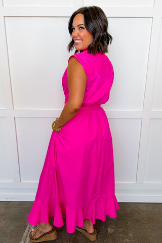 Dress To Impress Tie Dress in Hot Pink