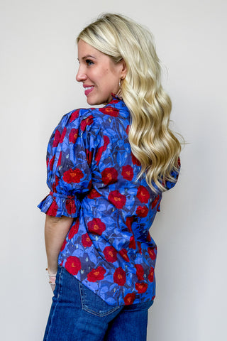 Midnight Bloom Ruffle Blouse