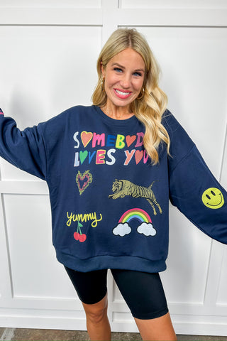 Somebody Loves You Navy Sweatshirt