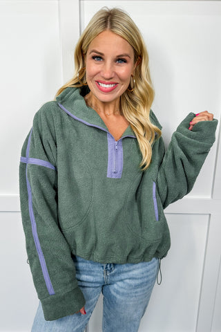 Snuggle Up Sherpa Pullover in Green