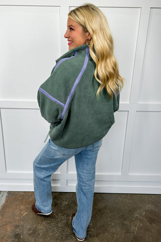 Snuggle Up Sherpa Pullover in Green