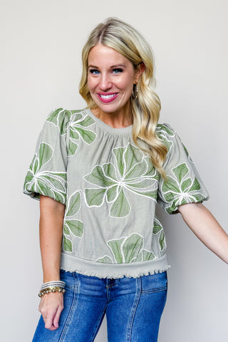 The Wildflower Whimsy Olive Top