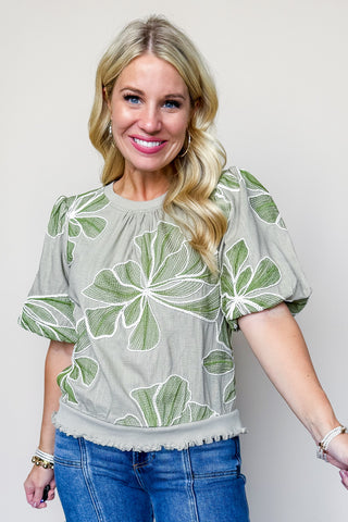 The Wildflower Whimsy Olive Top