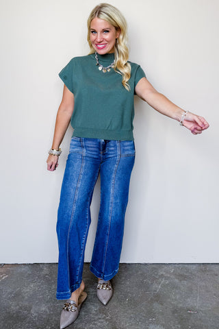 Easy Does It Knit Top In Forest Green