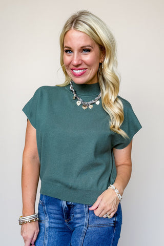 Easy Does It Knit Top In Forest Green