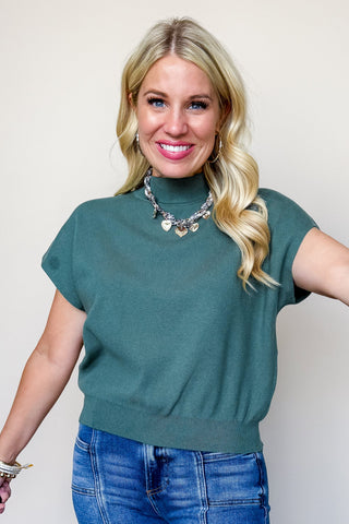 Easy Does It Knit Top In Forest Green