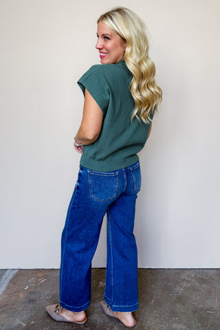 Easy Does It Knit Top In Forest Green