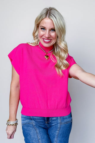 Easy Does It Knit Top In Hot Pink