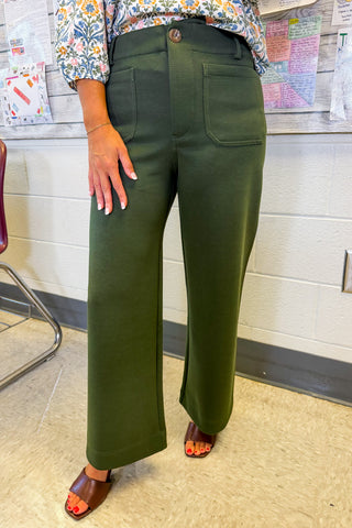 The Harper Patch Pocket Wide Leg Pants in Olive