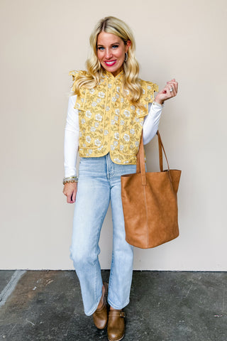 Cottage Garden Yellow Printed Vest