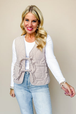 Autumn Escape Taupe Puffy Vest