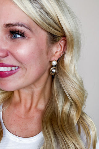 Luxe Pearl Mixed Metal Drop Earrings