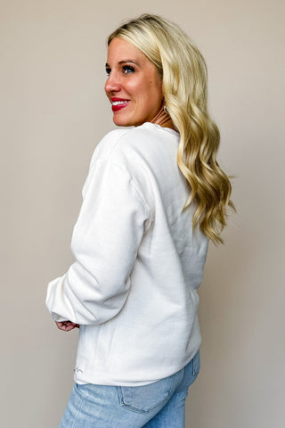 Thankful Puff Gold White Pullover Sweatshirt