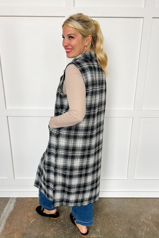 Sweater Weather Long Plaid Vest