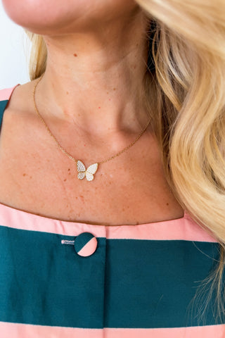 Briar CZ Butterfly Necklace in Gold