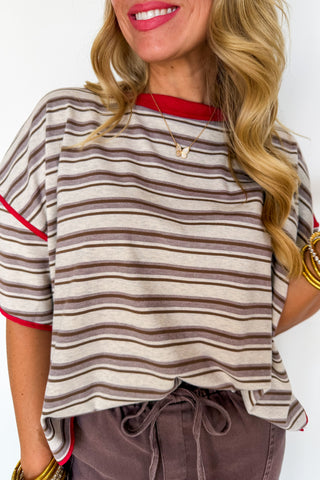 Vintage Ease Stripe Top in Cocoa