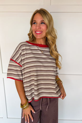 Vintage Ease Stripe Top in Cocoa