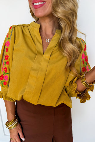 The Marigold Embroidered Floral Top