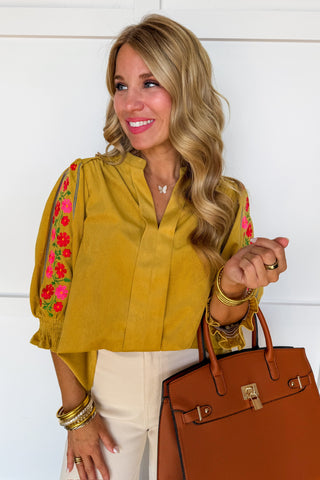 The Marigold Embroidered Floral Top