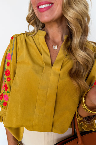 The Marigold Embroidered Floral Top