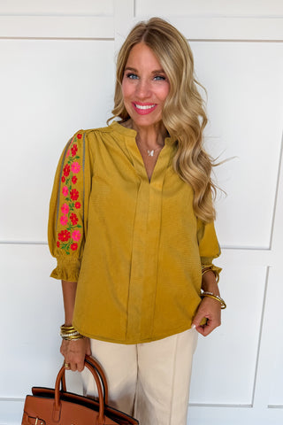 The Marigold Embroidered Floral Top