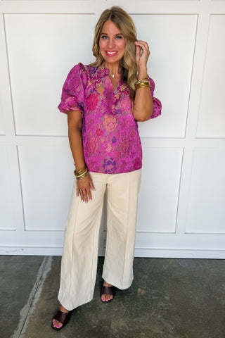 Mauve Bloom Jacquard Top