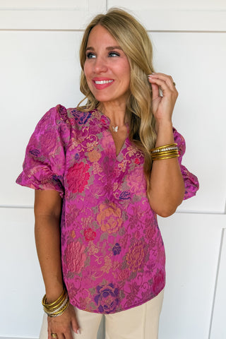Mauve Bloom Jacquard Top