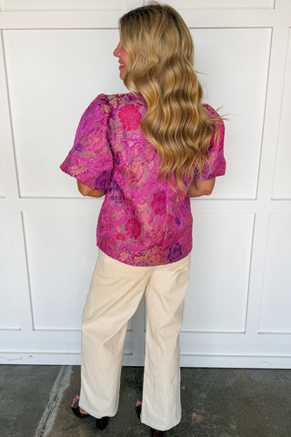 Mauve Bloom Jacquard Top