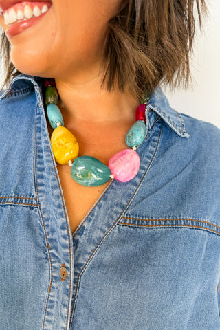 Coastal Pop Beaded Necklace in Multi
